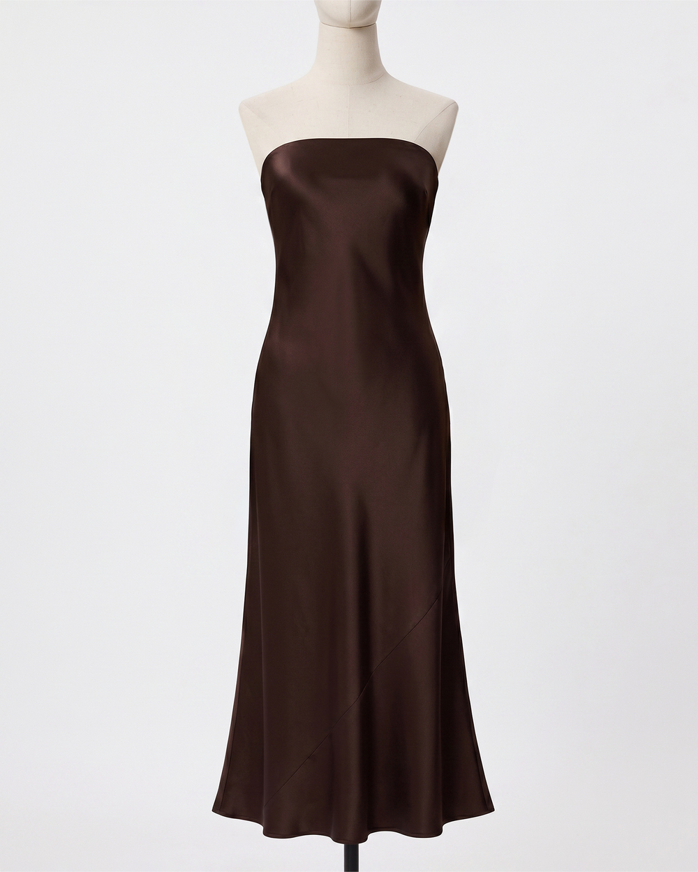 100% Washable Silk Strapless Midi Dress